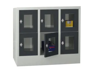 lockerkast,HxBxD 855x900x500mm,3x2vakken,RAL7035,front RAL7016 - 2