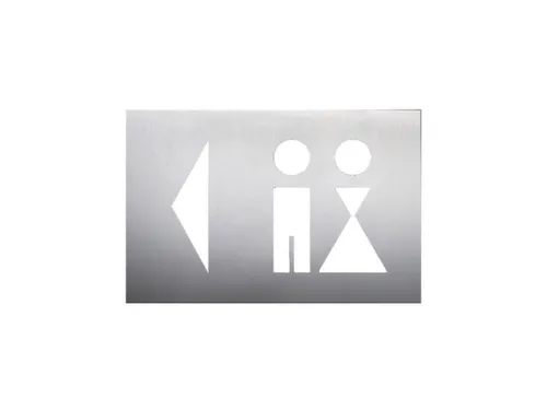 wandbord,wc dames/heren,pijl links,RVS,zelfklevend,HxB 160x235mm