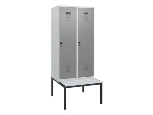 locker met bank,HxBxD 1950x800x815mm,2vak,vak B 400mm,draaigrendel