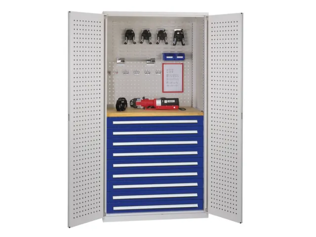 werkplaatskast,HxBxD 1950x1000x600mm,0xStalen bodem,9lade(n),RAL5010