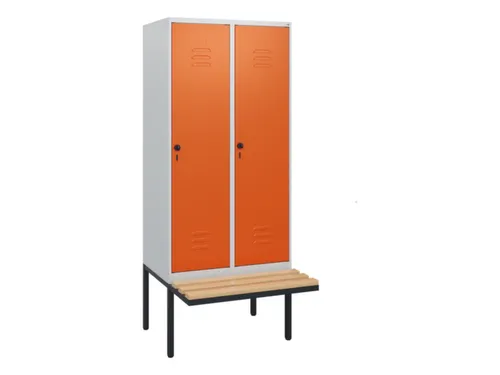 locker met bank,HxBxD 1950x800x815mm,2vak,vak B 400mm,draaigrendel