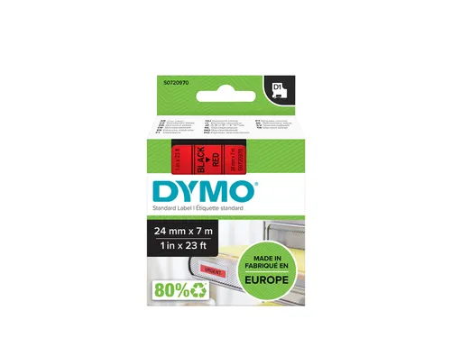 Labeltape Dymo 18053 LabelManager D1 polyester 24mm zwart op rood