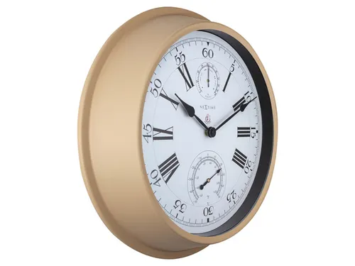 Buitenweerstationklok - Ø40 - 5 cm - metaal - bruine "hyacint"