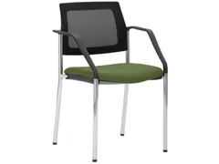 Stapelstoel,4Voeten,M. Armleuningen,Zitting Vlechtwerk Varengroen