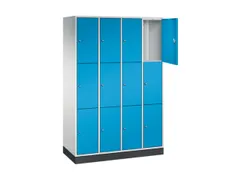 lockerkast,RAL 7035/RAL 5012,HxBxD 1950x1220x500mm,4x3vakken,cil.-slot