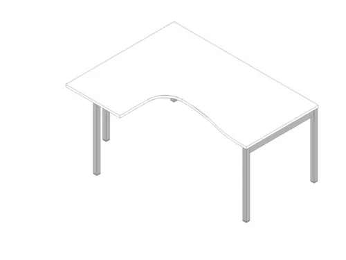 Hoekbureau 730X1600X1200Mm Blad Wit Verdieping Links 4-Voet Aluminium