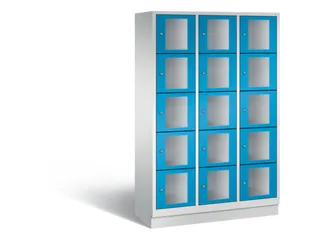 Lockerkast 1800x1200x500mm 3x5 vakken Cilinderslot, Sokkel, RAL5012 - 2