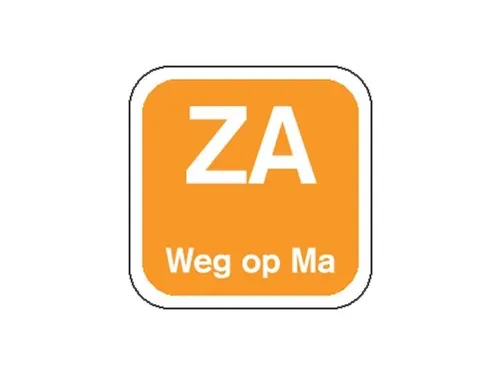 Label ZA weg op MA Oranje Afwasbaar doos 1.000st
