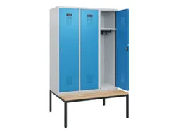 locker met bank,HxBxD 1950x1200x815mm,3vak,vak B 400mm,cilinderslot