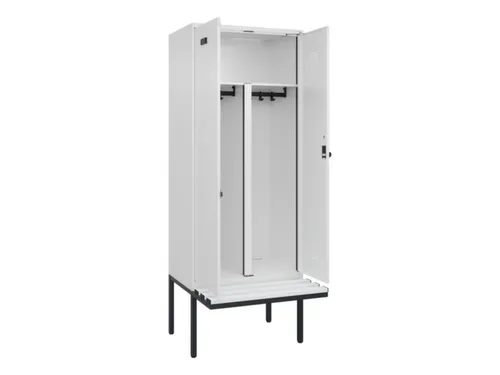 PBM-locker met bank,HxBxD 2120x800x815mm,2vak,vak B 400mm,draaigrendel