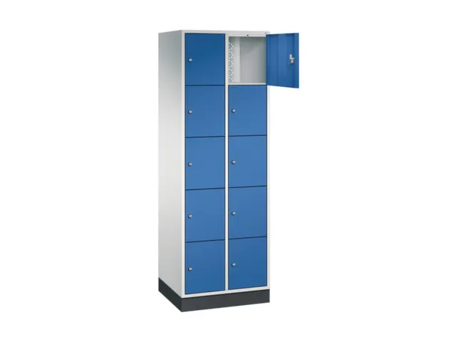 lockerkast,RAL 7035/RAL 5010,HxBxD 1950x620x500mm,2x5vakken,cil.-slot