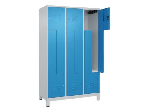 Z-garderobekast,HxBxD 1950x1200x500mm,vak B 200/400mm,cil.-slot,voeten
