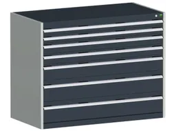 ladekast HxBxD 1000x1300x750mm 7laden romp RAL7035 front RAL7016