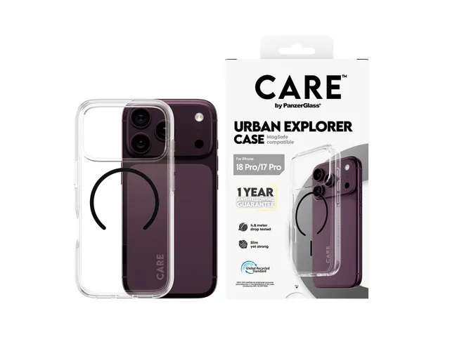 PanzerGlass CARE by Urban Explorer Case Transparent w. Black Mag