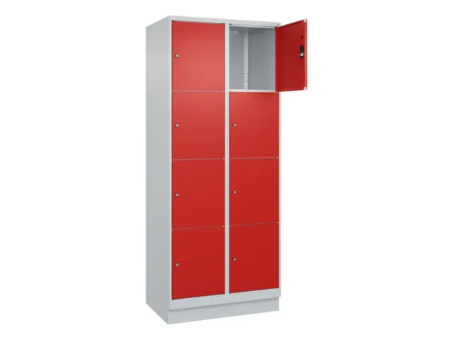 lockerkast,HxBxD 1950x800x500mm,2x4vakken,vak B 400mm,cil.-slot,sokkel