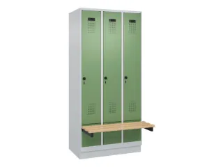 locker met bank,HxBxD 1950x900x815mm,3vak,vak B 300mm,draaigrendel - 2