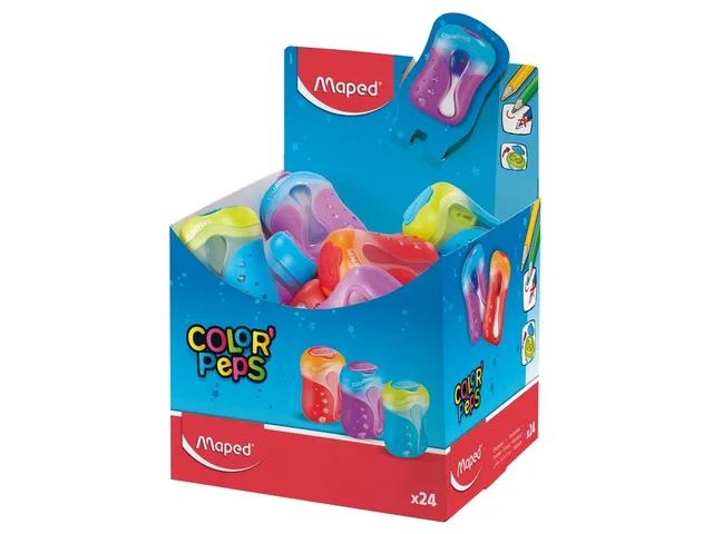 Puntenslijper Maped Color'Peps 2-gaats display à 24 stuks assorti