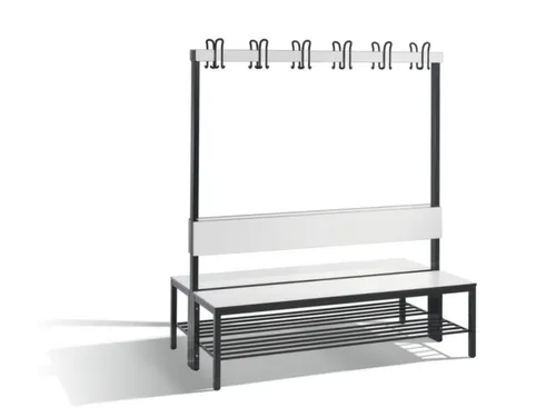 omkleedbank,HxLxD 1650x1500x760mm,HPL wit,frame staal RAL7021