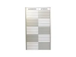 Menoor In-Uit bord 25 namen Aluminium Aanwezig/Afwezig Wit