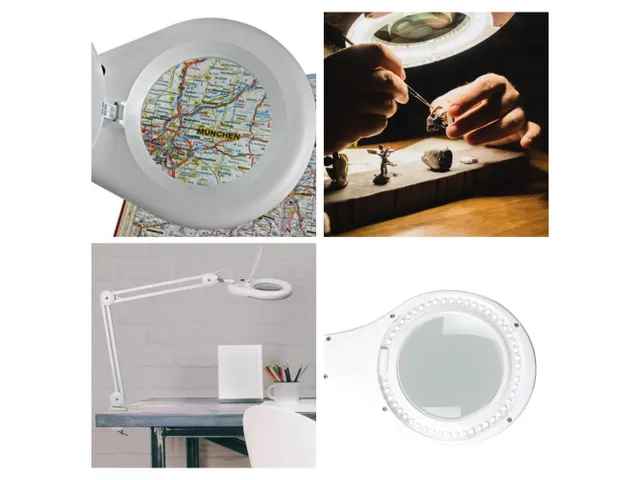 Led Bureaulamp Met Vergrootglas 5 Dioptrie - 4W - 48 St.- Wit