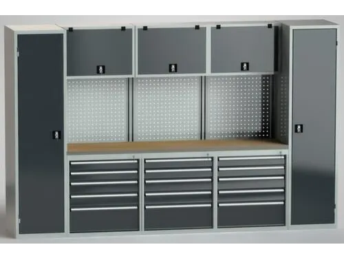 werkbank m. kastwand,HxBxD 2000x3175x630mm,8kasten
