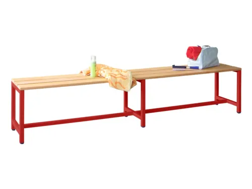 omkleedbank,LxD 2000x370mm,houten lijst beuken,onderstel RAL3000