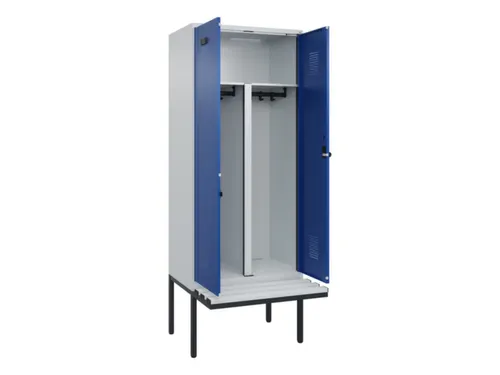 PBM-locker met bank,HxBxD 2120x800x815mm,2vak,vak B 400mm,draaigrendel