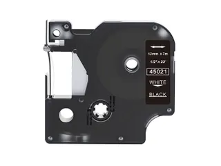 Labeltape Dymo Compatible 45021 D1 12mmx7m Wit Op Zwart - 2