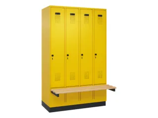 locker met bank,HxBxD 1950x1200x815mm,4vak,vak B 300mm,draaigrendel - 2