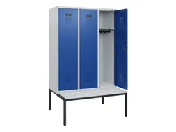 locker met bank,HxBxD 1950x1200x815mm,3vak,vak B 400mm,cilinderslot