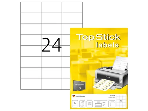 TopStick-etiketten 70x37mm wit 2400 etiketten