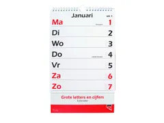 Calendrier 2026 gros caractères lettres et chiffres Quantore