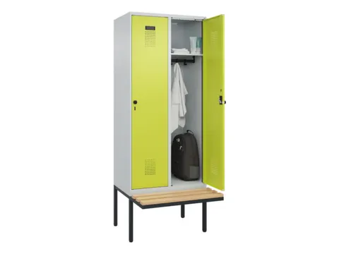 locker met bank,HxBxD 2120x800x815mm,2vak,vak B 400mm,draaigrendel