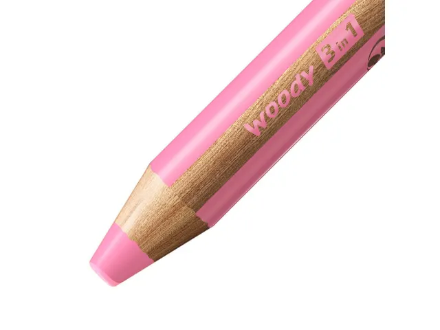 Crayon de couleur STABILO 880 woody 3-en-1 multi-surfaces rose