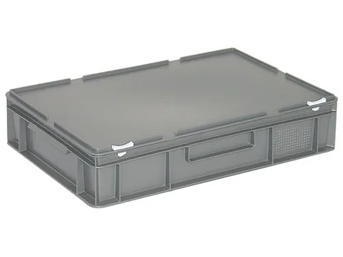 Euronorm Stapelkrat Pe Hxlxb 130X600X400Mm 23L Met Deksel Grijs