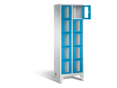 Lockerkast 1850x610x500mm 2x5 vakken Cilinderslot Poten, RAL5012
