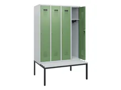 locker met bank,HxBxD 1950x1200x815mm,4vak,vak B 300mm,cilinderslot
