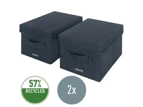 Leitz Stoffen opbergdoos met deksel Grijs 28,5x19x16cm 2 stuks