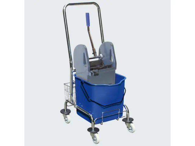 Dweilwagen,Emmer 1X27L Blauw,Mopwringer,Frame Metaal,4Zwenkwielen