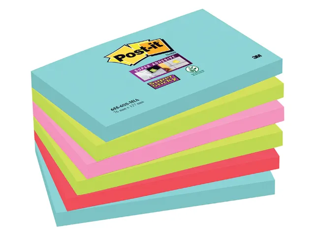Memoblok 3M Post-it 655 Super Sticky 76x127mm Miami