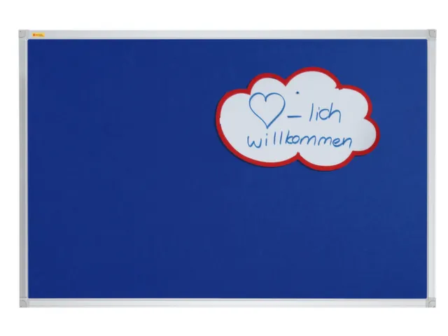 prikbord HxB 90x120cm opprikbaar bord vilt blauw frame aluminium