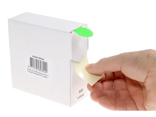 Etiketten Op Rol 25mm Fluor Groen Met Dispenser 500 Stuks