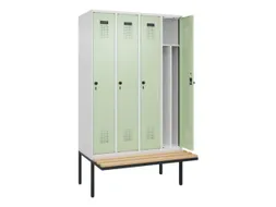 locker met bank,voor scheiding van kleding,HxBxD 2120x1200x815mm,4vak