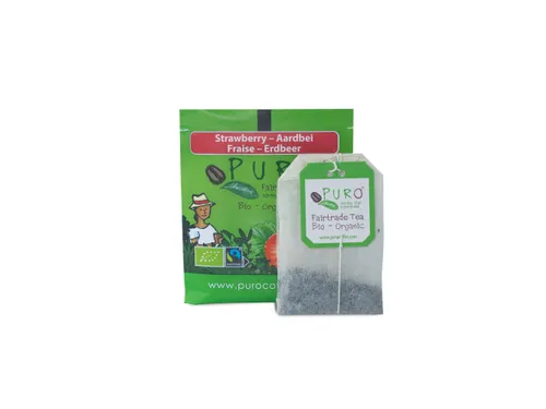 Puro Bio thee Aardbei zwarte thee Fairtrade 25 zakjes