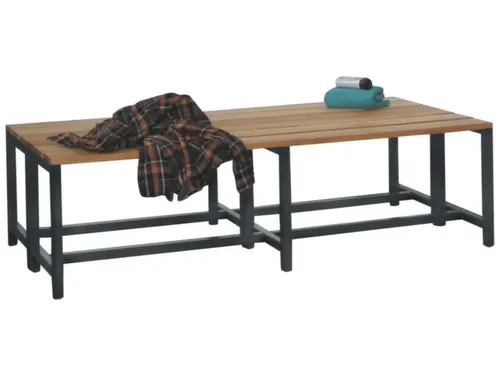 dubbele zitbank,LxD 1500x740mm,houten lijst beuken,onderstel RAL7016