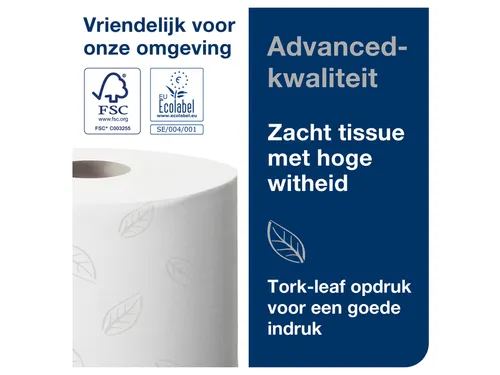 Toiletpapier Tork SmartOne Mini T9 advanced 2-laags 620 vel wit 472193