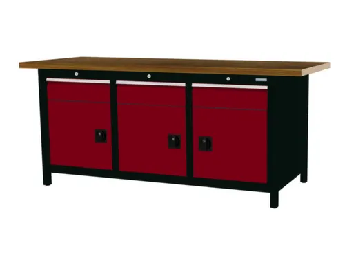 werkbank,HxBxD 860x2000x750mm,onderstel RAL9005,fronten RAL3003