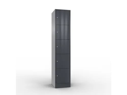 lockerkast 1950x396x540mm 1x5 vakken RAL7021 front RAL7021 sokkel