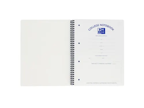 Collegeblok Oxford A4+ 4-gaats ruit 5mm 90vel zwart