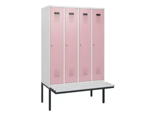 locker met bank,HxBxD 1950x1200x815mm,4vak,vak B 300mm,cilinderslot - 2